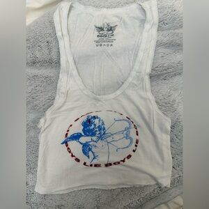 Boys Lie Cream Tank with Black Graphic